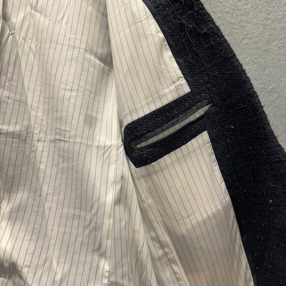 Lucky Brand Blazer Womens 6 Blue Tweed Textured Jacket Lined Coastal 1 Button - Picture 5 of 9